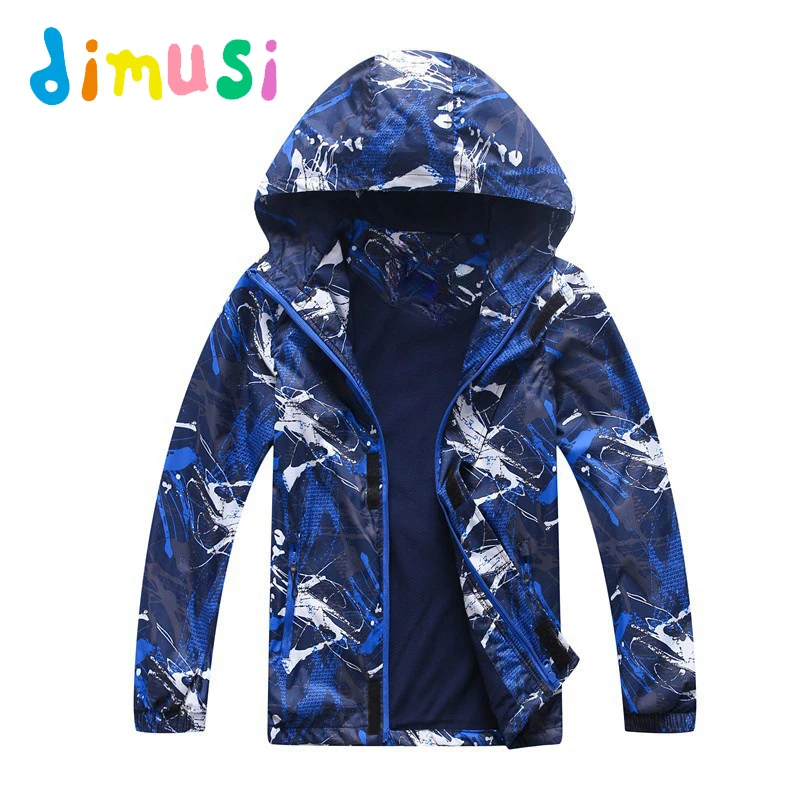 Spring Autumn Kids Jacket Outdoor Casual Plus Fleece Hooded Boy's Trench Coat Fashion Windproof Warm Coat Children's Clothing