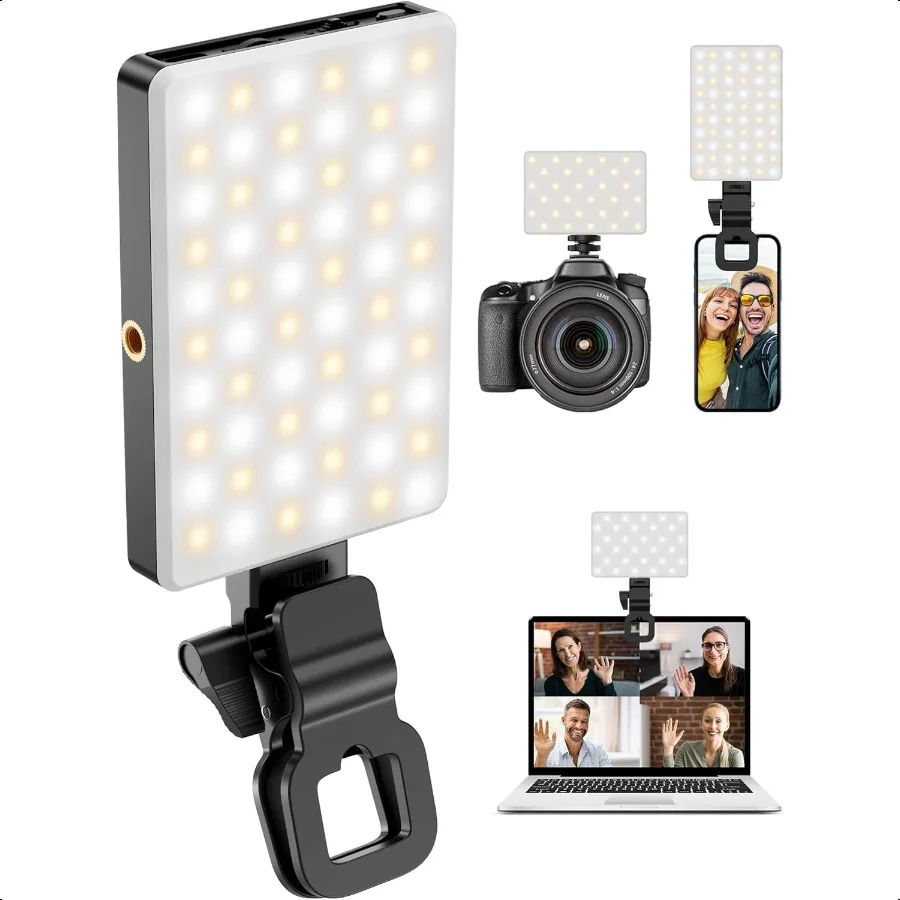 

Selfie Light for iPhone:3000mAh Phone Light Clip with 120 LEDs CRI95+ Compatible with iPhone Laptops Tablets Cameras for Video