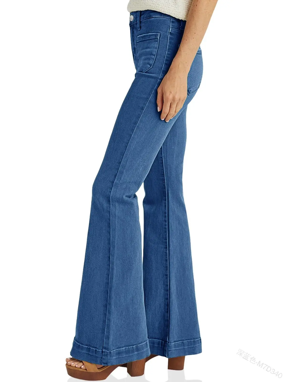 High Waisted Jeans 2024 Women Clothing Skinny Flare Pants Vintage Denim Blue Slim Fit Thin Flared Pants Female Long Trousers