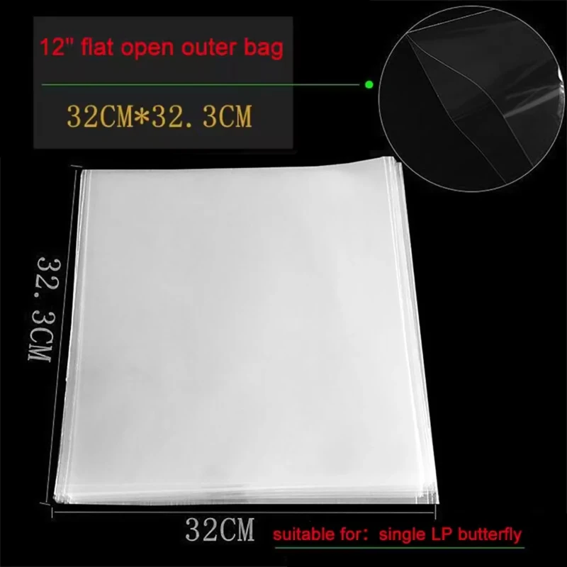 50PCS OPP Gel Recording Protective Sleeve for Turntable Player LP Vinyl Record Self Adhesive Records Bag 12" 32.3cm*32cm
