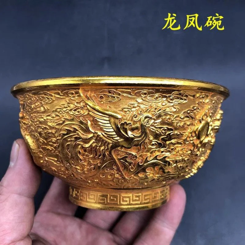 Antique Bronze Collection Antique Gilding Wedding Bowls Qianlong Year Gilding Wedding Bowls Home Crafts Ornaments