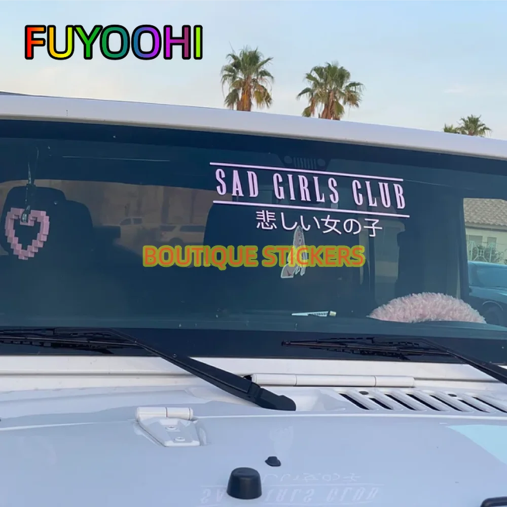 FUYOOHI JDM Sticker Sad Girl Club Car Decals, Car Accessories Women Stickers Vinyl Waterproof Exterior Decorate