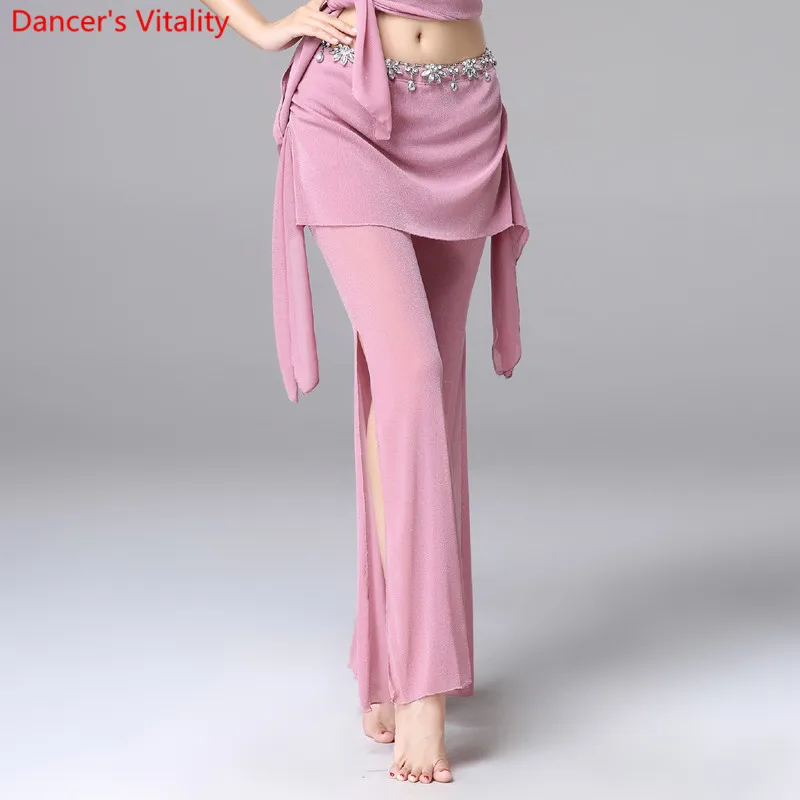 Performance Belly Dance Costume Mesh pants-sides Slits Sexy pants Oriental Women Belly Dance Skirt Female Dance pants