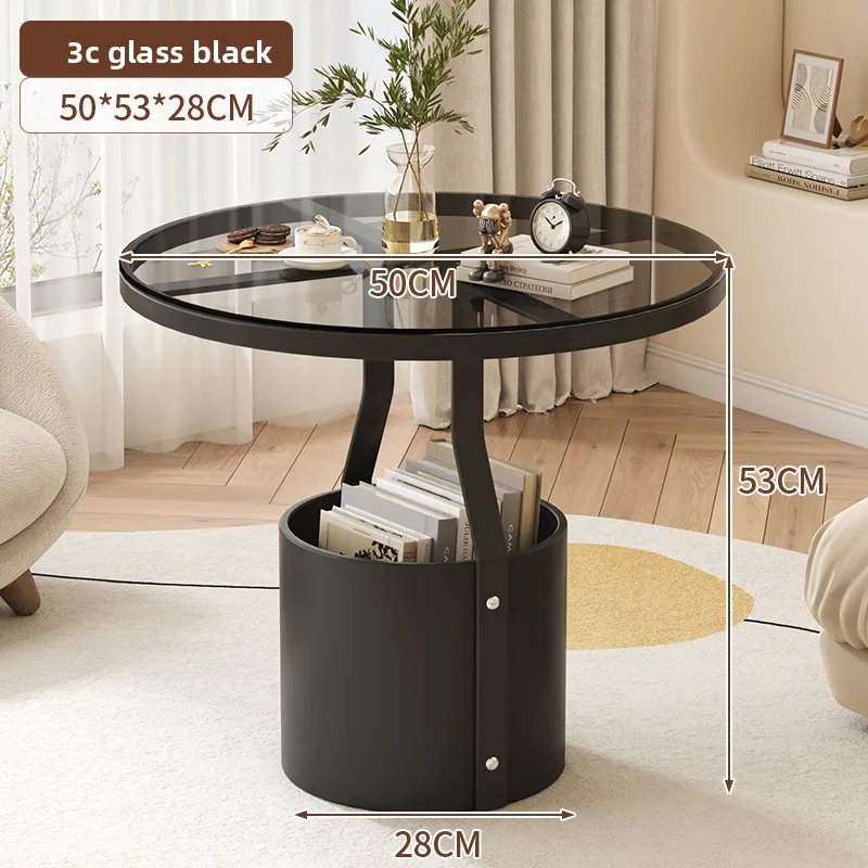 

Household Goods Coffee Table Light Luxury Rock Slab Round Sofa Side Few Bedrooms Bedside Small Table Balcony Small Round Table