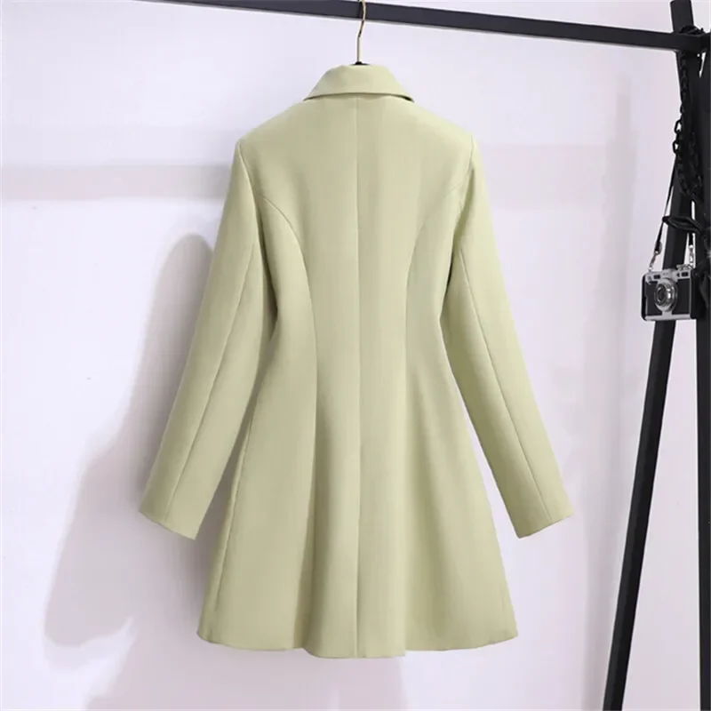 Chaqueta de traje plisada de un solo pecho Irregular ajustada coreana para mujer, abrigo Blazers de manga larga con cuello de traje negro Beige verde aguacate
