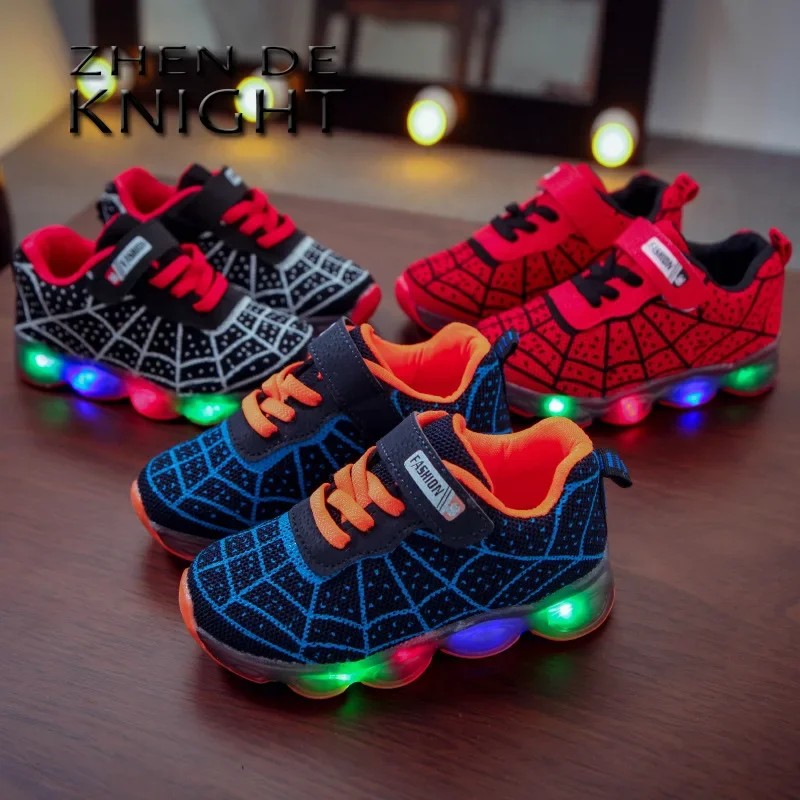 Size 21-35 Baby LED Shoes with Lights Mesh Toddler Shoes for Kids Glowing Sneakers for Children Boys Luminous Baby Girls Shoes