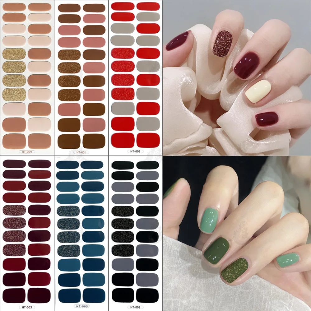 

MEBIS Simple 22 Stickers Jumping Color Series Nail Art Stickers Spot Solid Color with Adhesive Nail Sticker Full Stickers