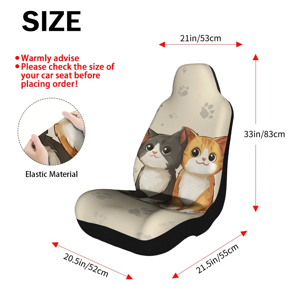 2pcs Cute Cat Themed Seat Cover Set – Fit, High-Quality Durable Front Seat Covers, Stylish Design For Men And Women, Fits Most