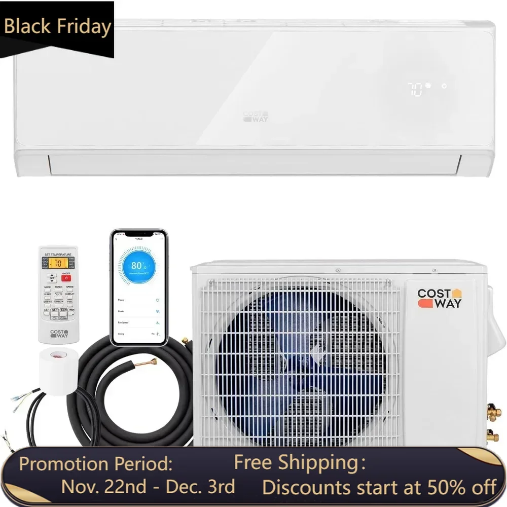 18000 BTU Wifi Enabled Mini Split Air Conditioner, 21 SEER2 208-230V Inverter AC Unit Cools up to 1250 Sq. Ft., Energy Efficient