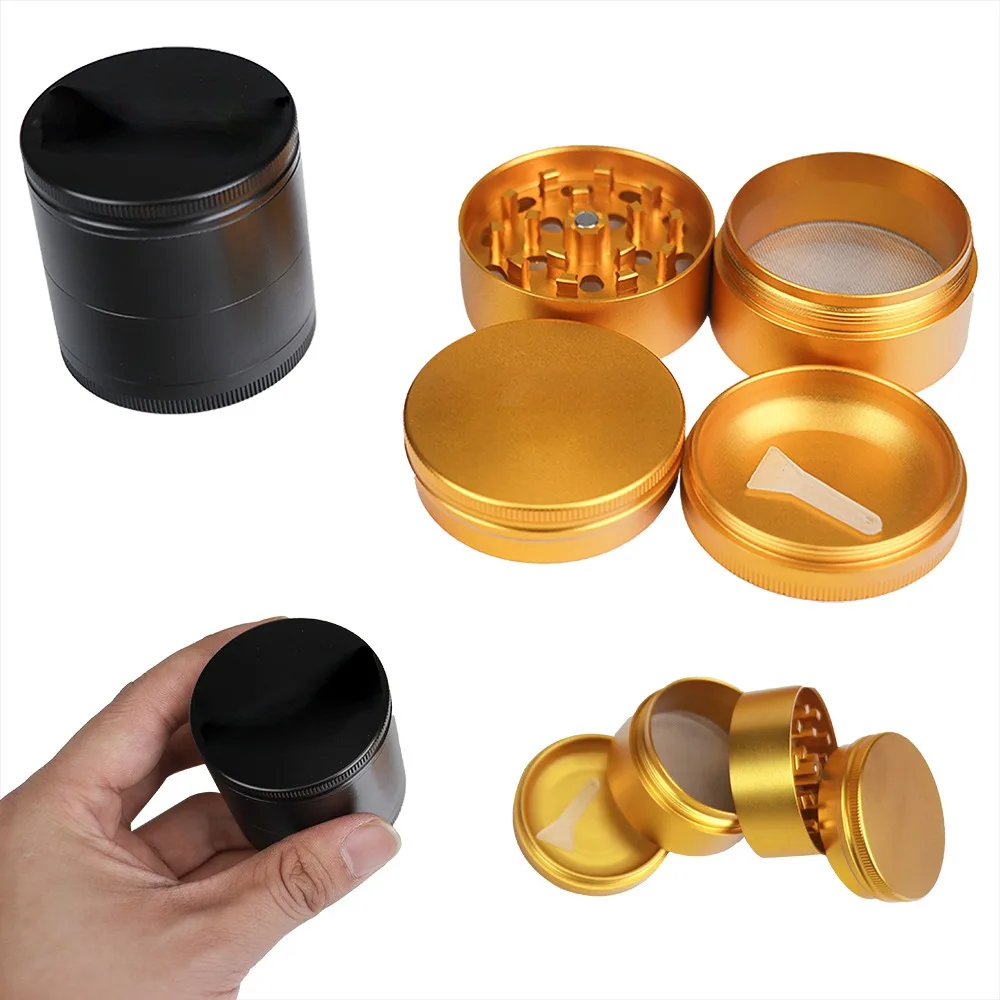 

52mm Aluminum Alloy Cigarette Grinder Flat Plate Design with Color Box Metal Tobacco Grinder