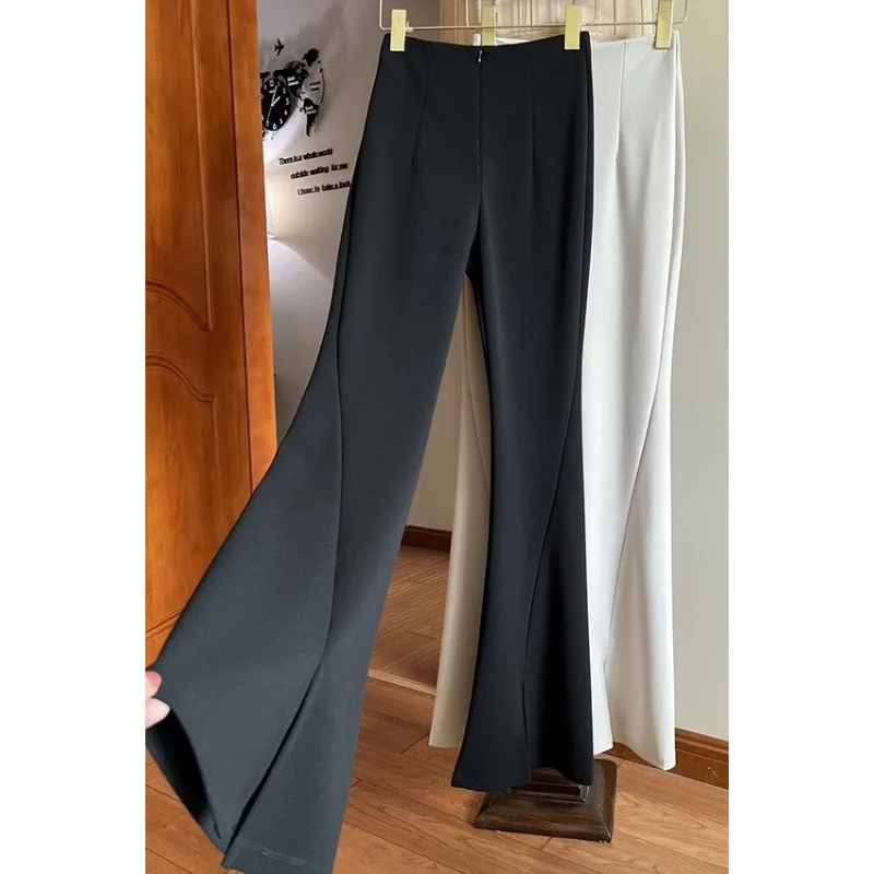 Women High Waist Split Front Flared Suit Pants Slimming Floor Length Casual Trousers For Spring Autumn
