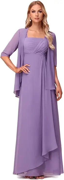 Vestido de noche Formal elegante para madre de la novia, traje sin mangas con chaqueta, línea A, longitud hasta el suelo, talla grande, ideal para invitados de boda