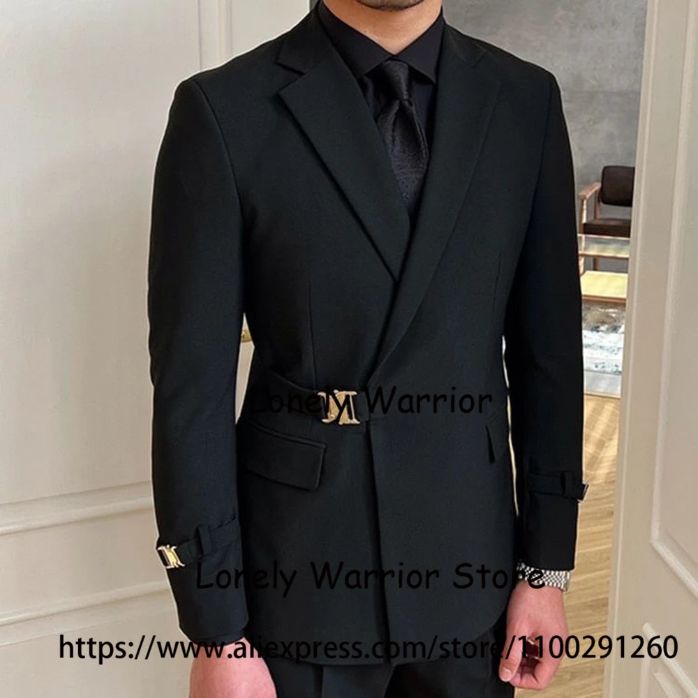 Fashion Black Suits For Mens Formal Business Blazer Wedding Groom Tuxedos 2 Piece Set Jacket Pants traje de hombre elegante