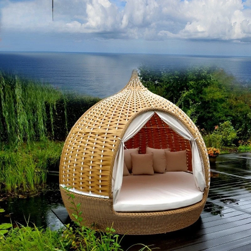 

Outdoor leisure bed Rattan round bed Open-air balcony Swimming pool B & B Birdcage Nest bed Courtyard Sunscreen sofa