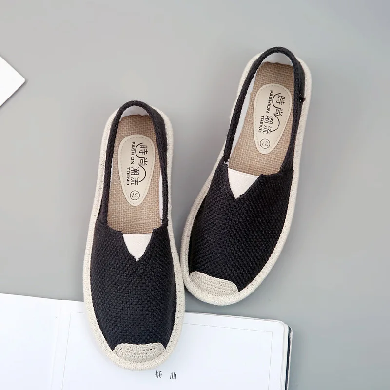 Comemore 2023 Summer Linen Flat Cloth Women Slip on Spring Shoes Ladies Soft Casual Ballet Flats Floors Loafers Free Shipping 40