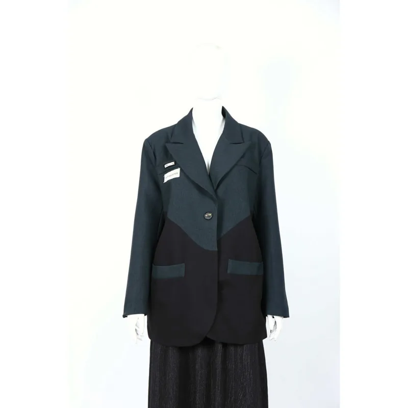 KWTX Giacca da donna casual asimmetrica a blocchi di colore Giacca vintage di lusso di alta qualità chic primavera estate 2025