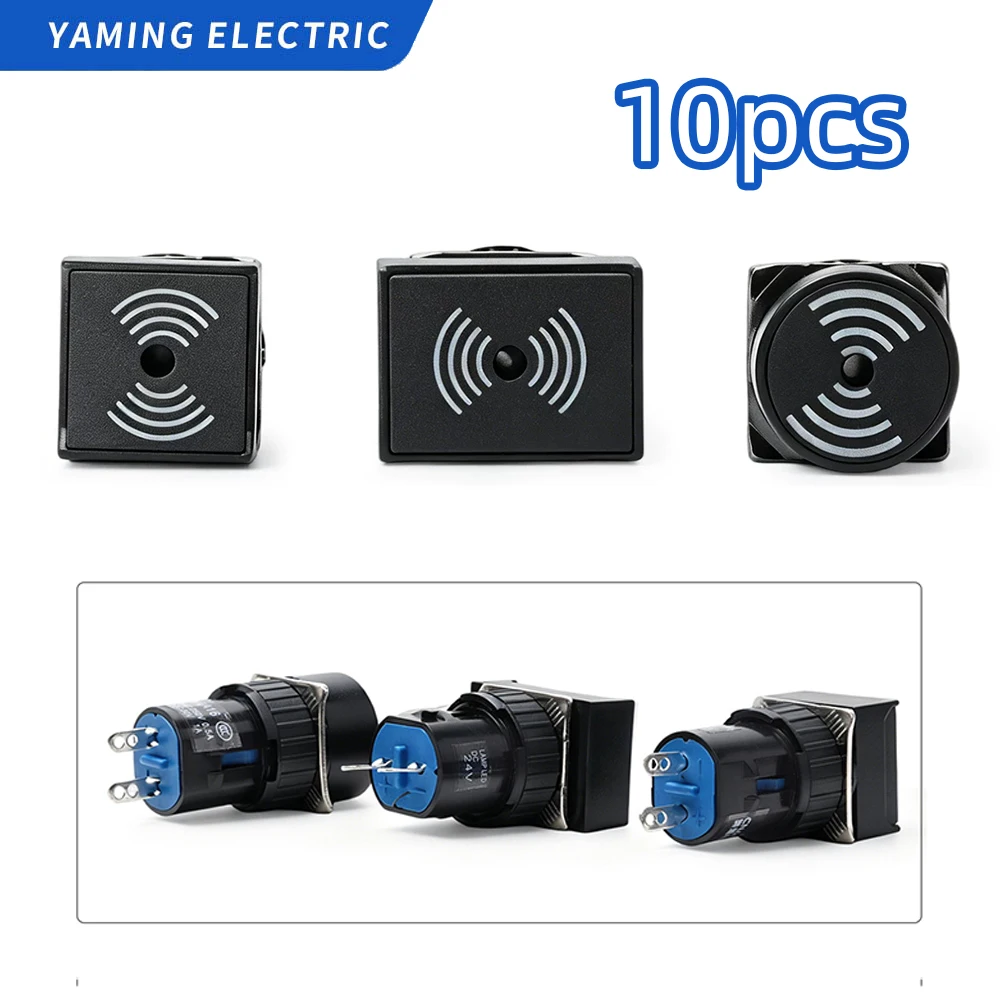 10pcs 16mm Panel Mount LA16 Industrial Warning Buzzer Alarm DC12V/24V Plastic Panel Audible Signal Buzzer LA42