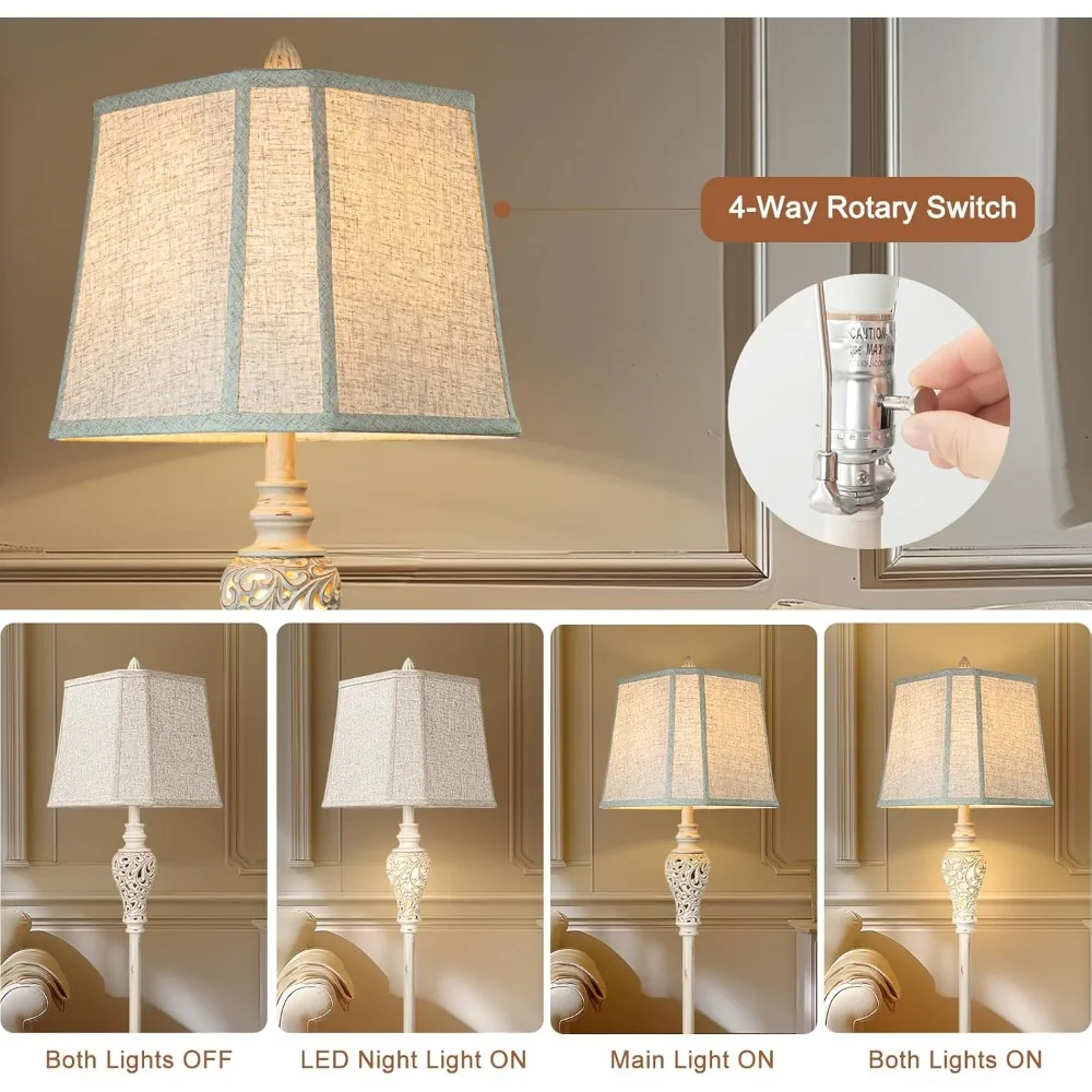 

Rustic Floor Lamp 65'' Tall with Nightlight Cut Cornerfor Living Room, Bedroom, Office, House (Bulb Included)