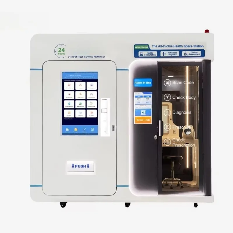 Customized Smart Health Monitoring Station Self Service with Remote Diagnosis and Automated Medicine Vending Cabin