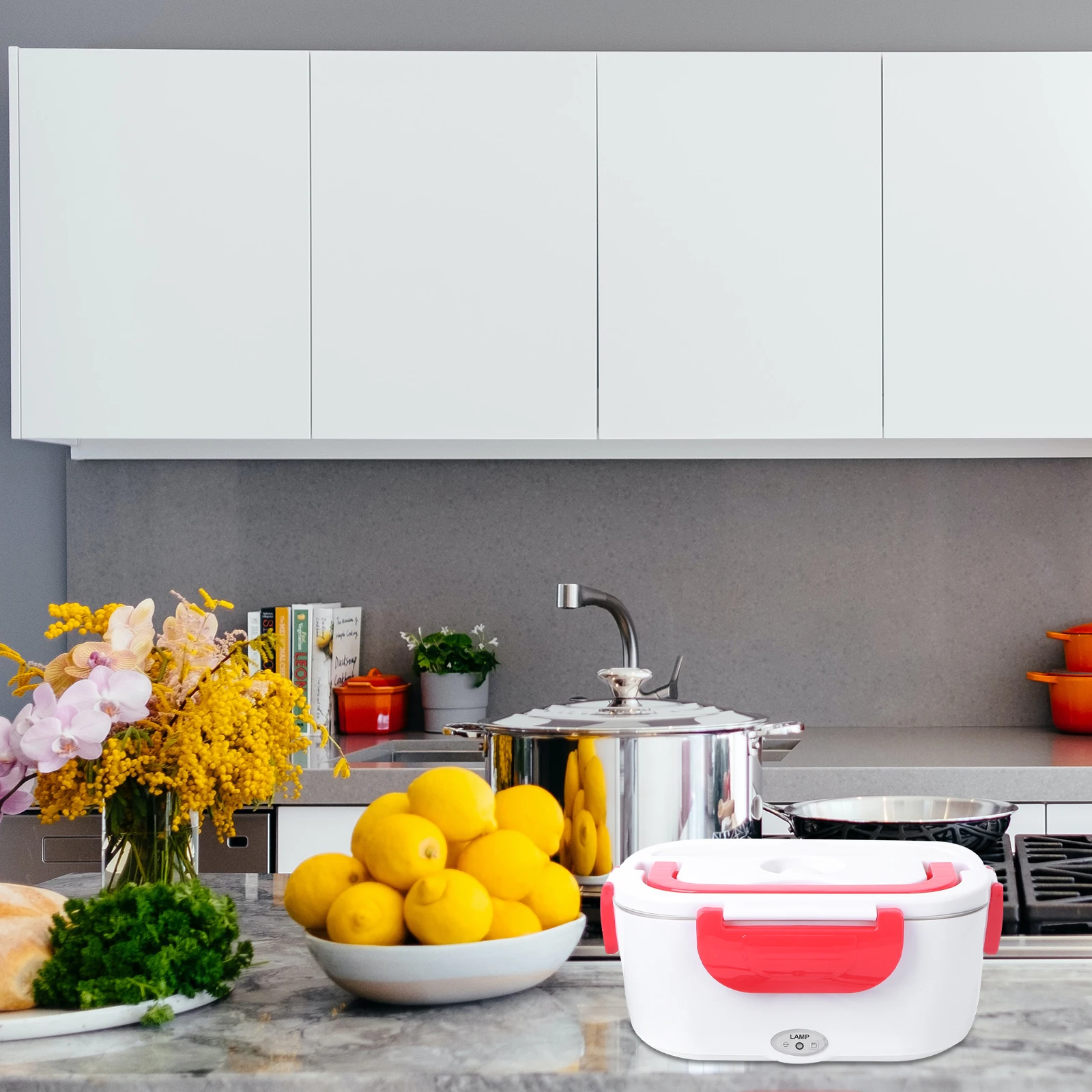 

Портативная электрическая автомобильная вилка с подогревом, ланч-бокс с подогревом, красный термостатический подогреватель еды из ПТК, дорожный контейнер для еды, двойного назначения