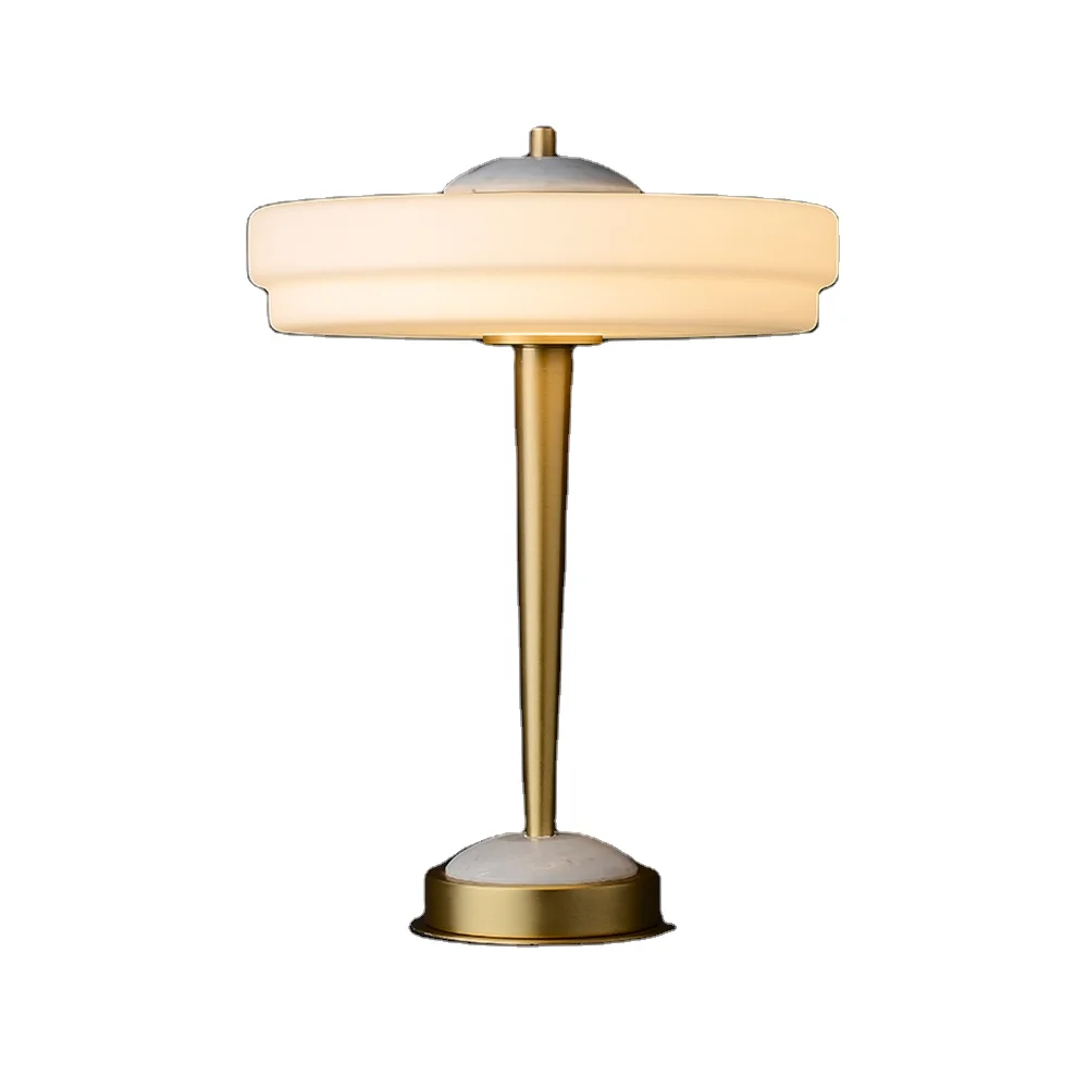 

Mid Century Modern Table Lamp Aluminum Glass and Copper Body Light Reading Desk with Art Deco Design for Hotels and Studies