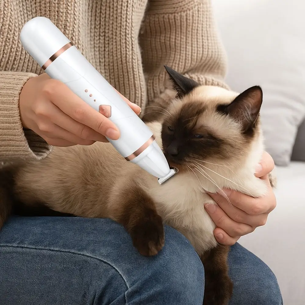 

2-in-1 Pet Dog Paw Trimmer LED Low Noise Cat Nail Clipper USB Charging Professional Electric Grooming Clippers Cleaning