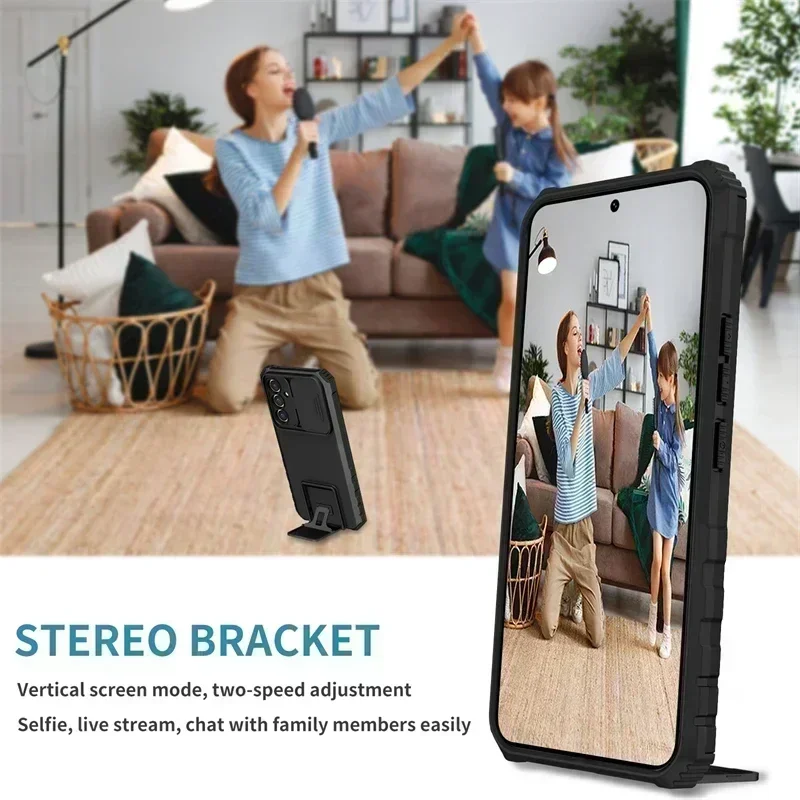 For Samsung Galaxy A14 A34 A54 5G Case Armor Kickstand Slider Camera Protector Case for Samsung A24 4G A25 A15 A04 A05 S Cover