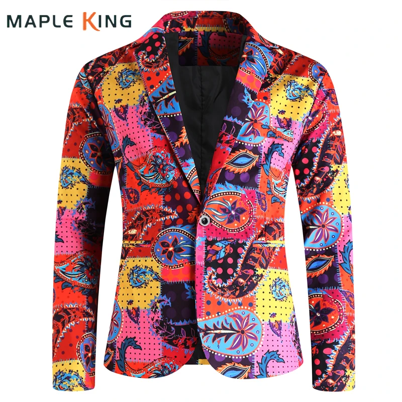 

Мужской пиджак, пиджак Casaco Masculino Elegante 2025 г., высокое качество, вечерние мужские костюмы с цветочным принтом пейсли, Vestones Para Hombre