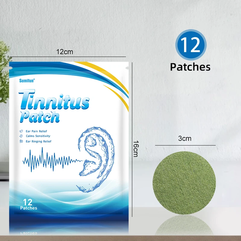 Sumifun 12 sztuk Tinnitus leczenie łatka na ból ucha chronić utrata słuchu naklejki naturalne ziołowe Plaster medyczny opieki zdrowotnej