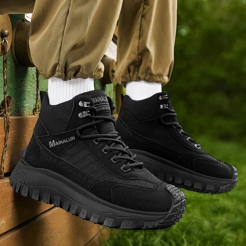 Neue Herren-Wanderstiefel, High-Top-Sportschuhe in Übergröße, bequeme, leichte Freizeitschuhe mit dicker Sohle, Suita – Detail 9