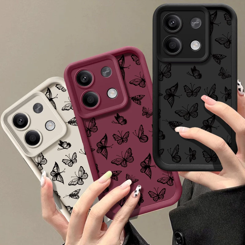 Butterflies Print Case For Xiaomi Redmi Note 13 Pro Plus Note 12 11 Pro 5G Poco X6 X5 F6 11T 13T Pro Soft TPU Phone Cover Fundas