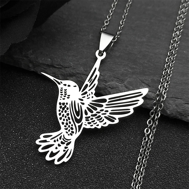 

Hummingbird Pendant Stainless Steel Necklaces for Women Bird Necklace Hummingbird colibri Jewelry acero inoxidable joyeria N742