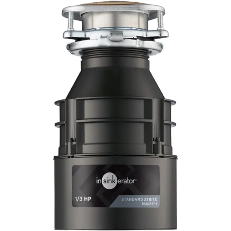 InSinkErator Garbage Disposal, Badger 1, Standard Series, 1/3 HP Continuous Feed, Black, Waterborne Grey Enamel