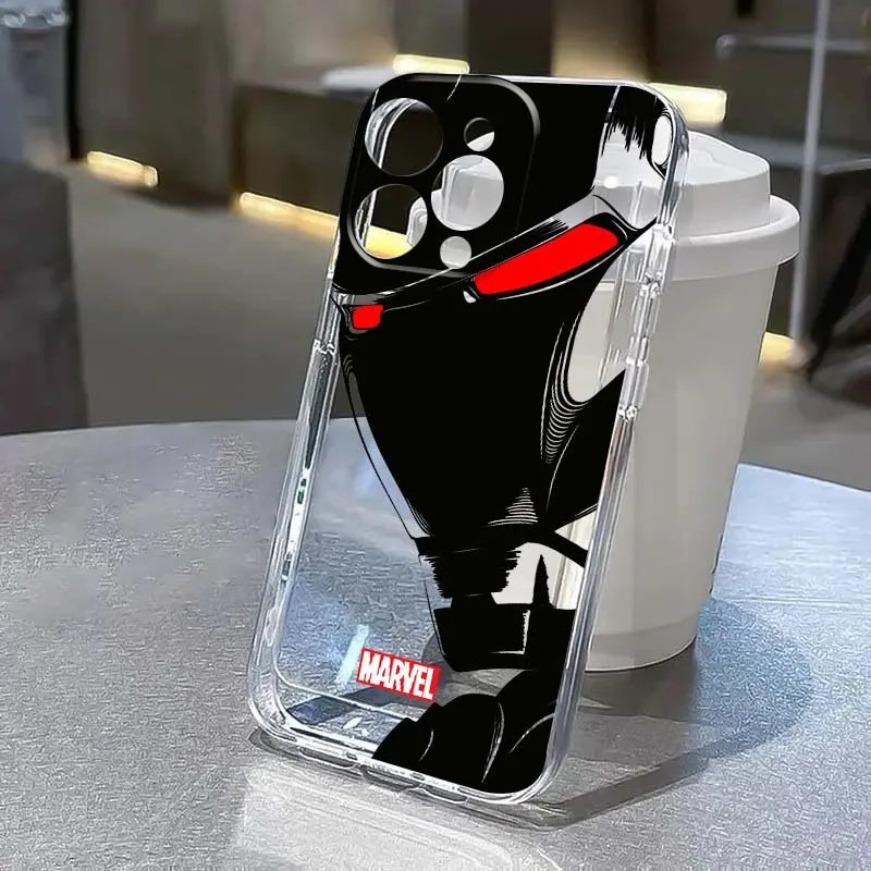 

Marvel Spider Man Iron Man Hot Phone Case For Apple iPhone 17 Air 16e 16 15 14 13 12 11 Mini Pro Max Plus Transparent Soft Cover