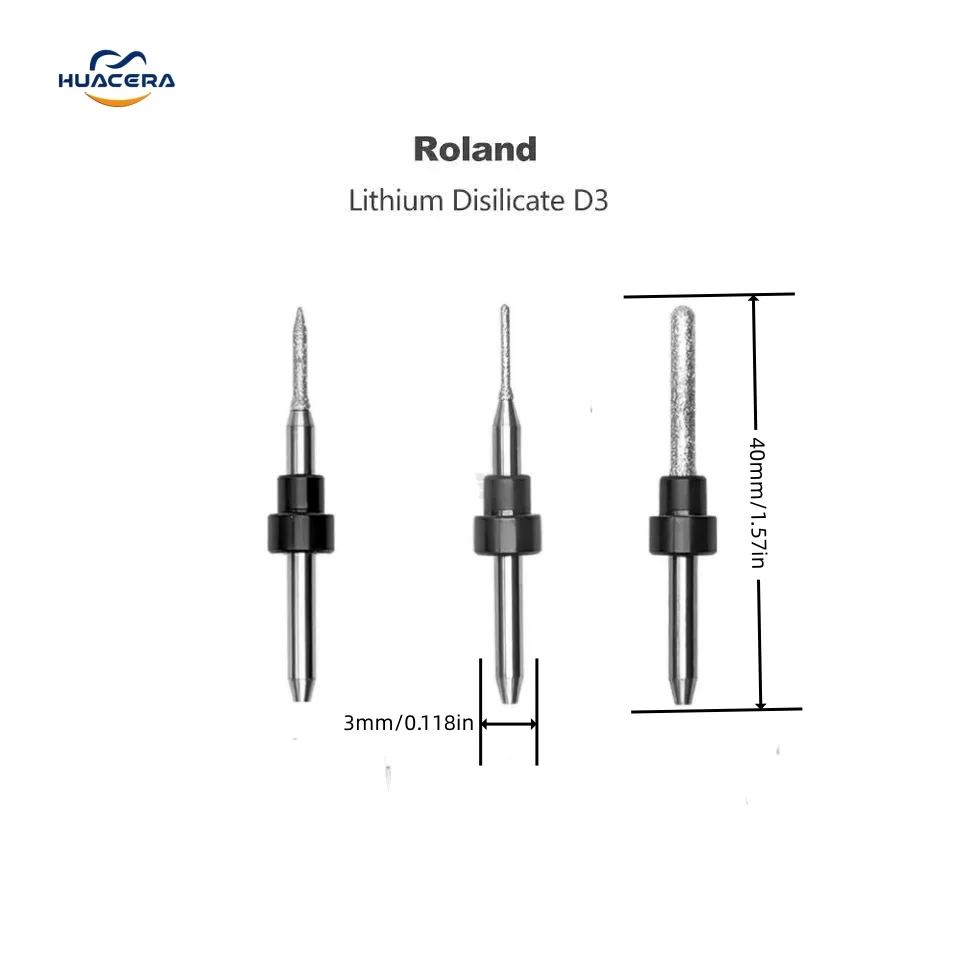 

Стоматологические фрезерные боры Roland для материалов для стоматологической лаборатории дисиликата лития 0,6 1,0 2,5 мм, шлифовальный инструмент, стоматология