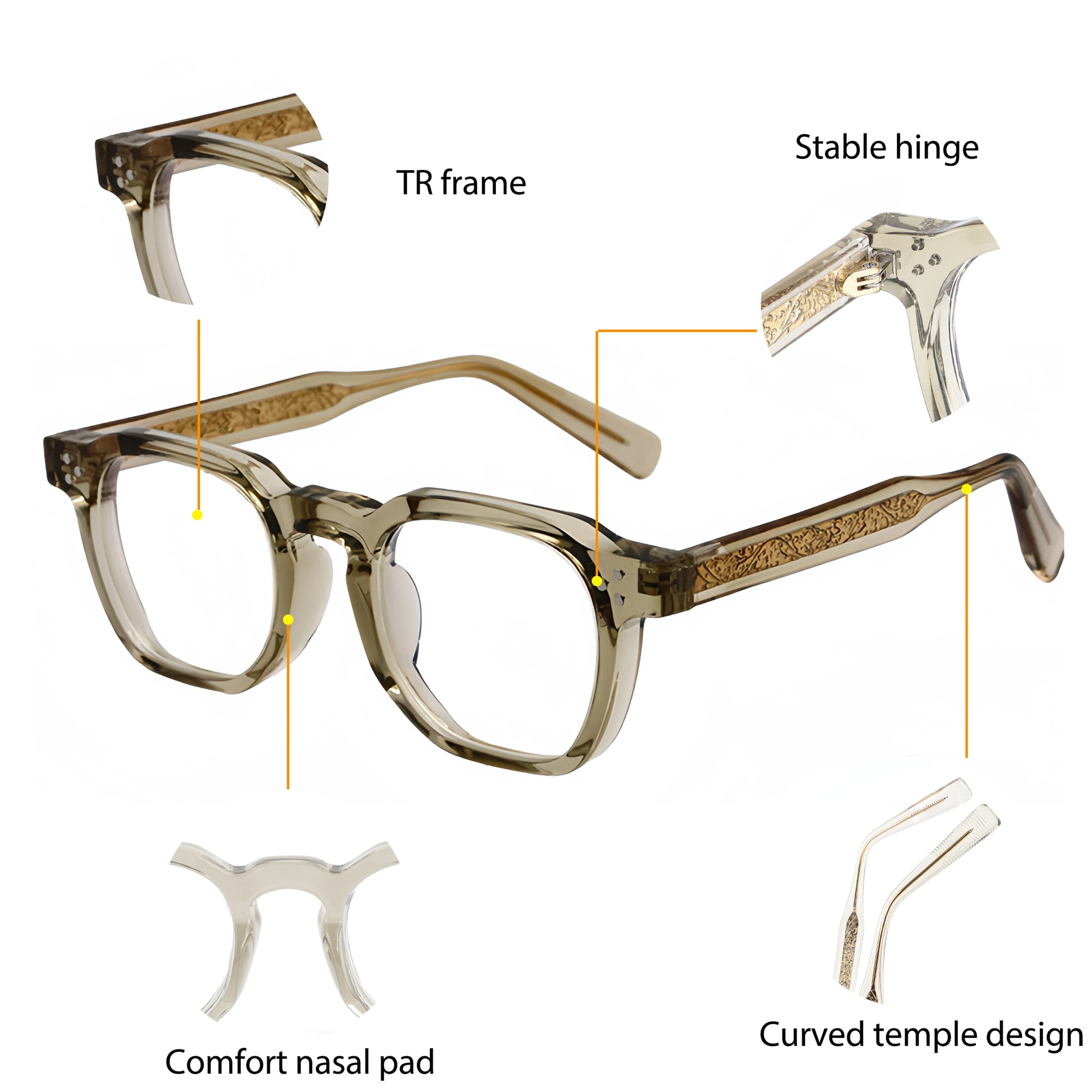 HBK Retro Quadratische Gläser für Männer TR90 Rahmen Anti Blau Licht Hohe Qualität Computer Lesebrille Frauen Optische Brillen – Detail 2