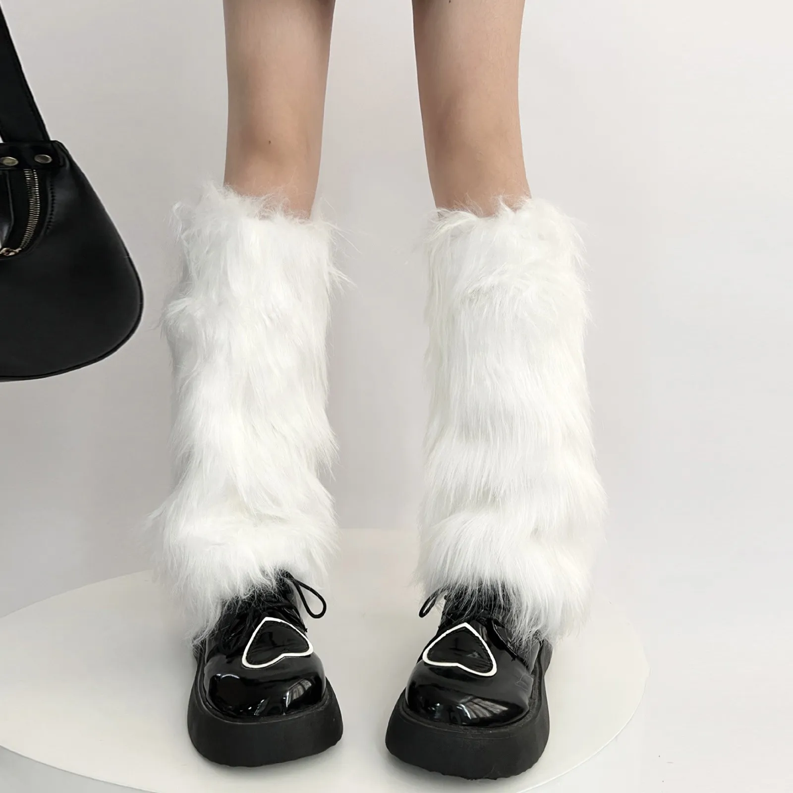 Y2K فو الفراء تدفئة الساق خريف شتاء موضة الساخن طماق Jk الأحذية تخزين لوليتا الشرير واقي أحذية بلاستيك Harajuku غطاء تدفئة القدم #2