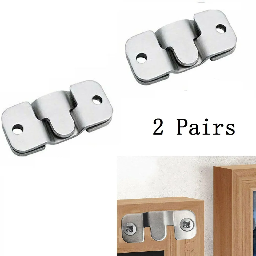 2 6 Pairs Flush Mounting Buckles 44 X 19 X 2 Mm Concealed For Photo Frame Hardware Mount Bracket Stainless Steel