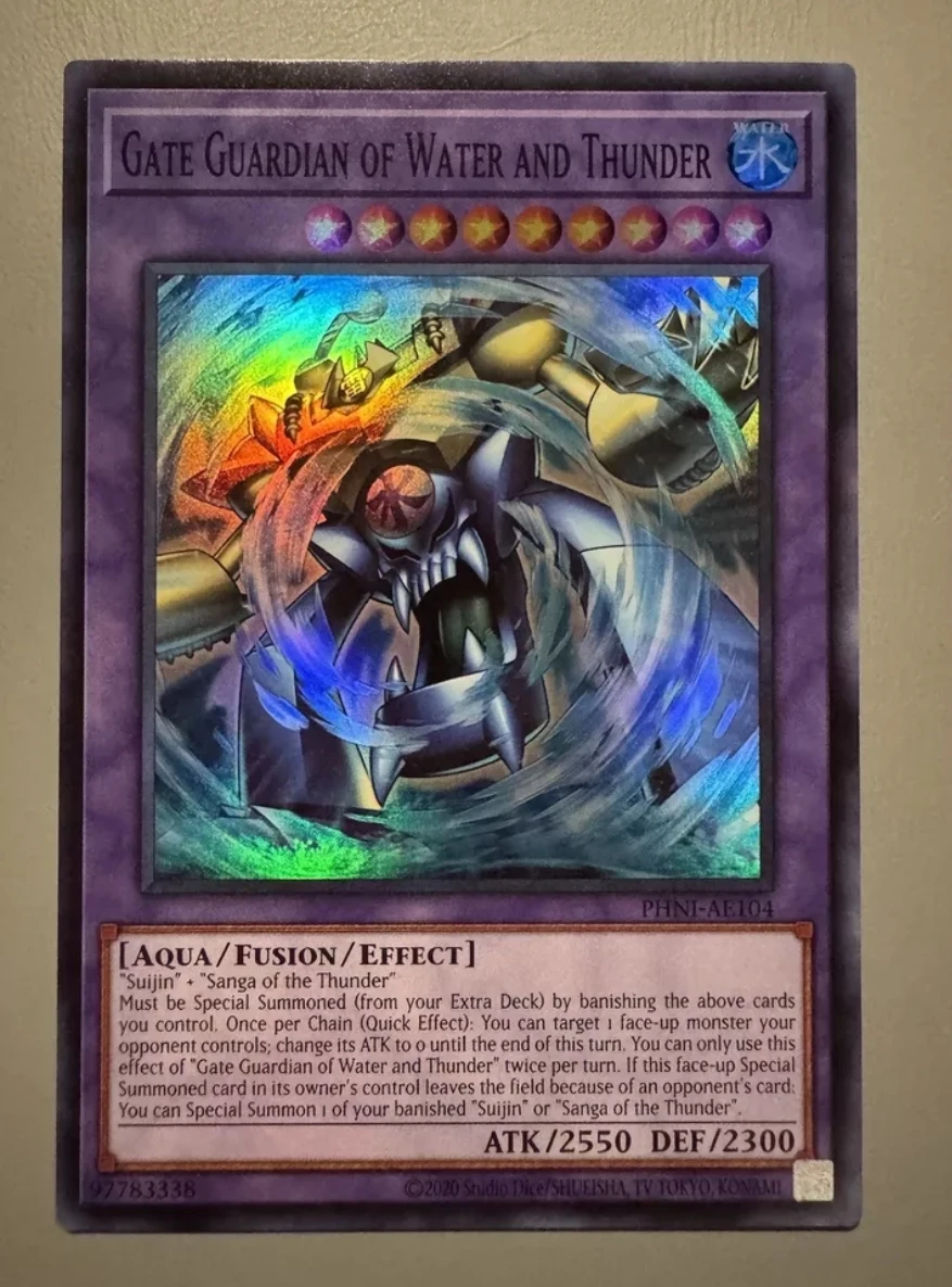 

Yugioh KONAMI Duel Monsters PHNI-AE104 Gate Guardian of Water and Thunder Super Rare Asian English Collection Mint Card