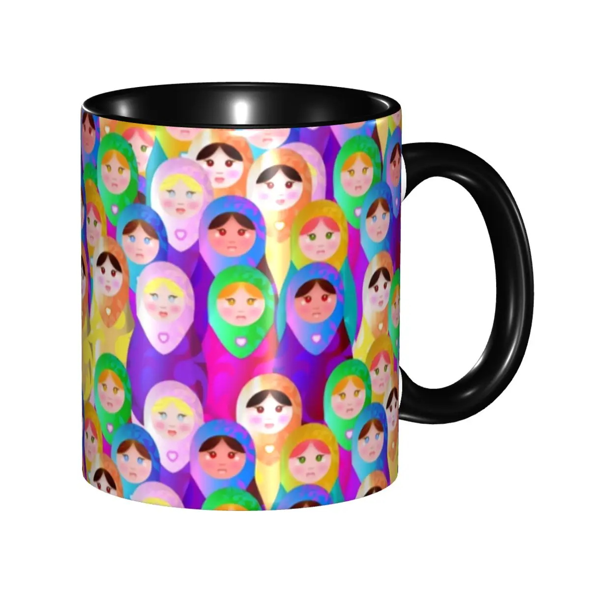 DIY Matryoshka Dolls Russian Doll Ceramic Mug Custom Russia Folk Art Coffee Cup Creative Gift