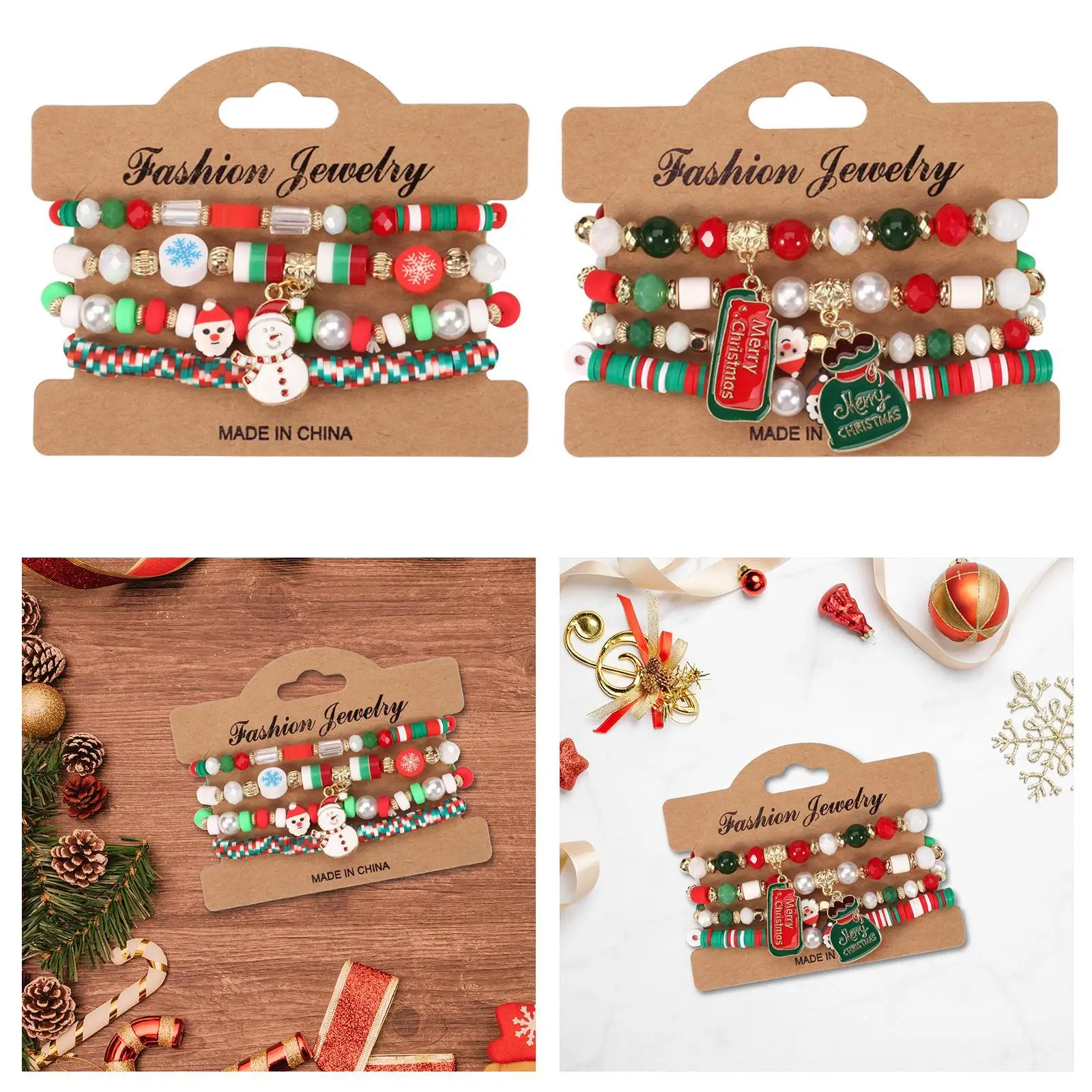 4x Multilayer Stack Beads Bracelets Multicolor Women Pendant Adults Girls Layering Layered Bracelets Stackable Bead Bracelets image 3