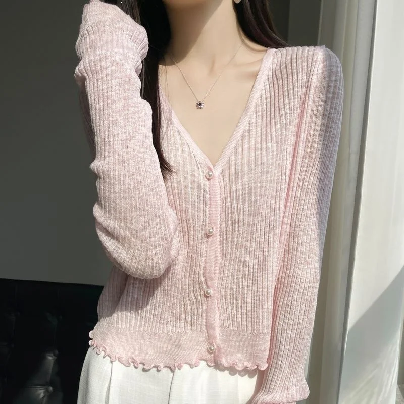 

Women's Ice Silk Sun Protection Cardigan Summer Thin Skirt Short Shawl Air Conditioned Sweater for Cool Comfortable Fashionable