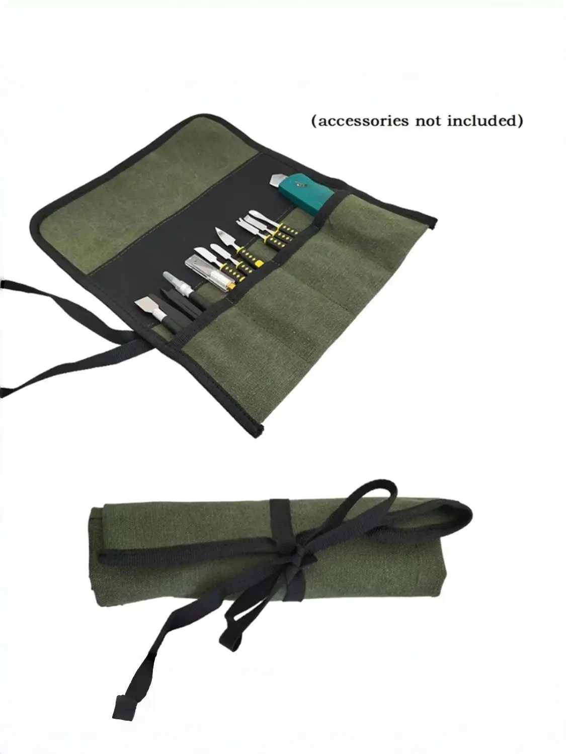 Canvas Roll Up Tool Bag Multi-Purpose Pouch Multiple Pockets Portable Organizer for Carving Knives Screwdrivers Utility Knives