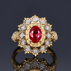 Vintage Luxury Designer Artificial Ruby Rings For Women Italian Aesthetic Jewelry Wedding Engagement Ring Valentine Day Gifts