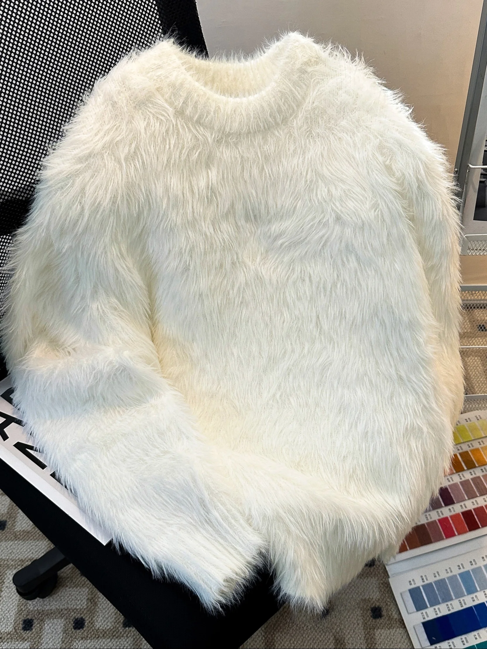 

Men's And Women's Thiened Heavyweight Fur Knitted Sweater Loose Fit Color Warm And Cozy Autumn Winter Knitwear