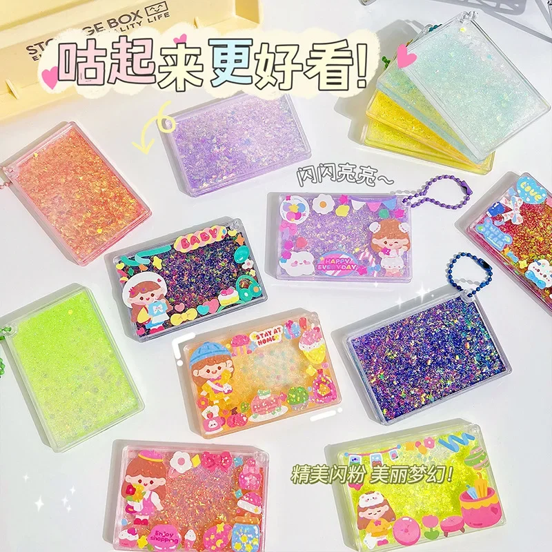 Fluid Acrylic Bricks Keychain DIY Sticker Polco Kpop Guka Girl Idol Photo Decoration Photocard Korean Stationery