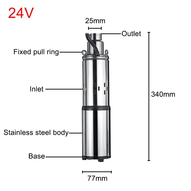 

24V/48V High Lift 60m Solar Water Pump High Pressure Deep Well Pump Submersible DC Pump Agricultural Irrigation Garden Home