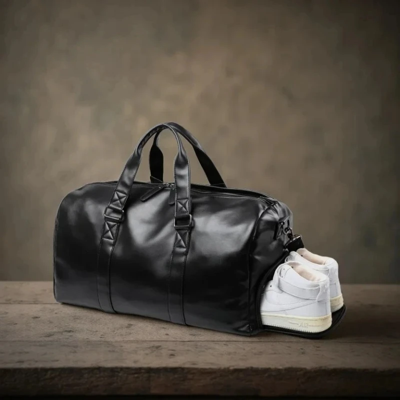 Men's Travel Portable Waterproof Sports Bag Cylinder Training Fitness Bag Large Capacity Luggage Shoulder view 2