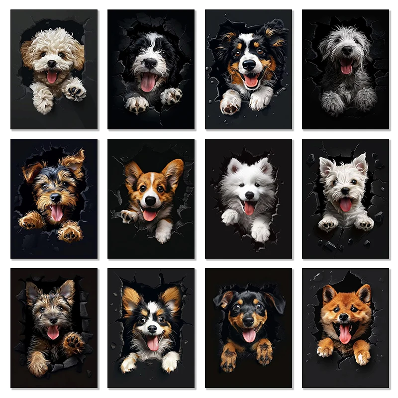 Funny Animal Samoyed Teddy Corgi Fantasy Artwork Dog Portrait Poster Canvas Paintings Wall Art Pictures Living Room Home Decor