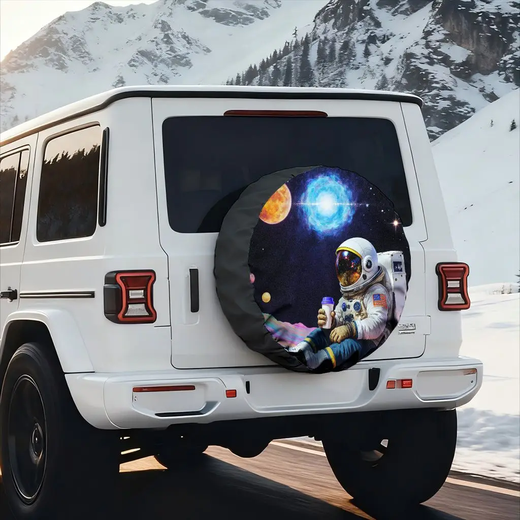 

Астронавт, расслабляющий в космосе, чехол для шин, прочная защита запасного колеса для внедорожников и внедорожников